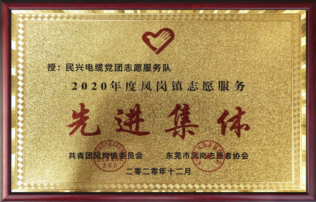 民興電纜黨團志愿服務隊蟬聯(lián)“先進集體”榮譽稱號